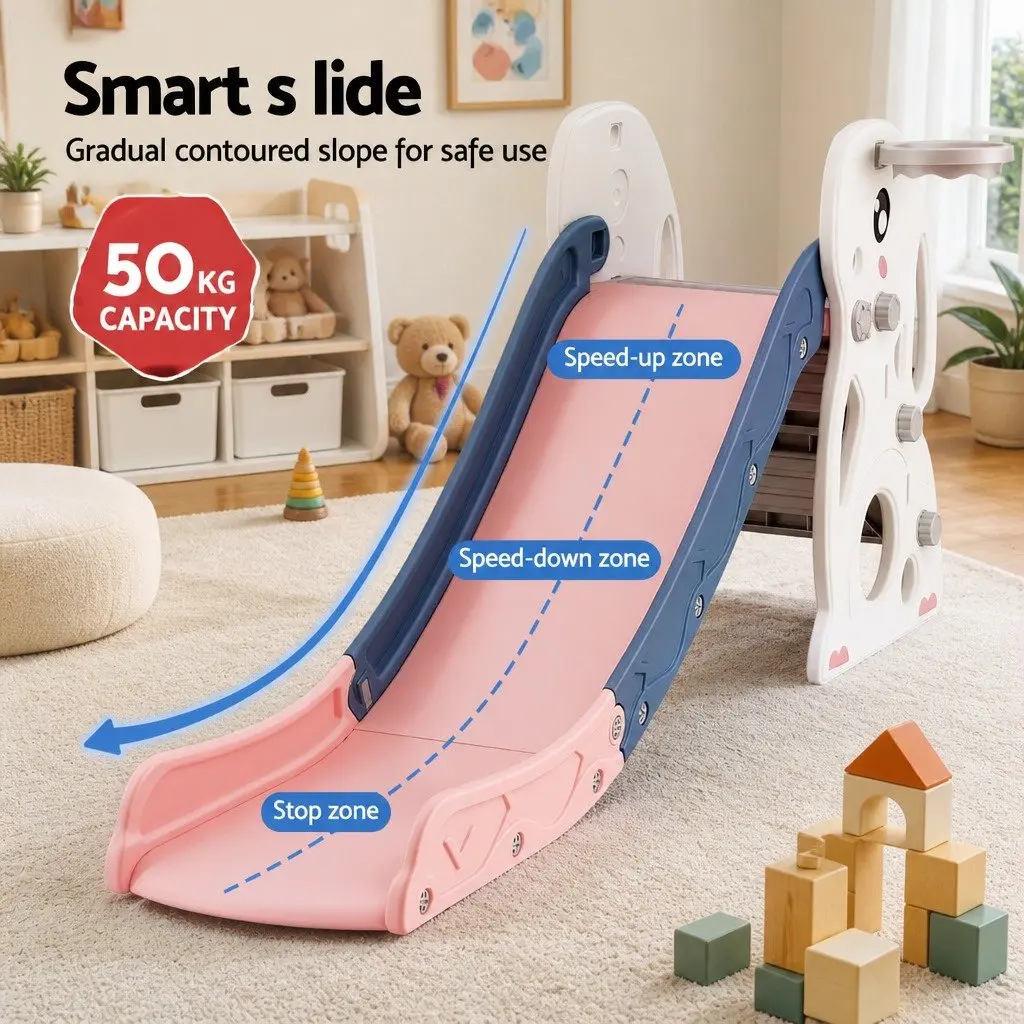 Kids Slide Set Activity Toy High-density Polyethylene 147cm Yellow Green White Pink