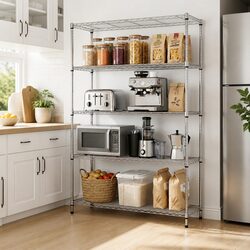 5-Tier Metal Kitchen Shelving Unit Storage Rack Organizer 120x45x179cm