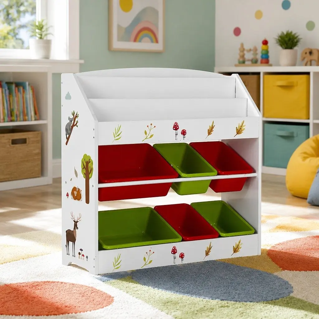 Kids Bookshelf MDF 3 Tier Storage Organiser Multicolour