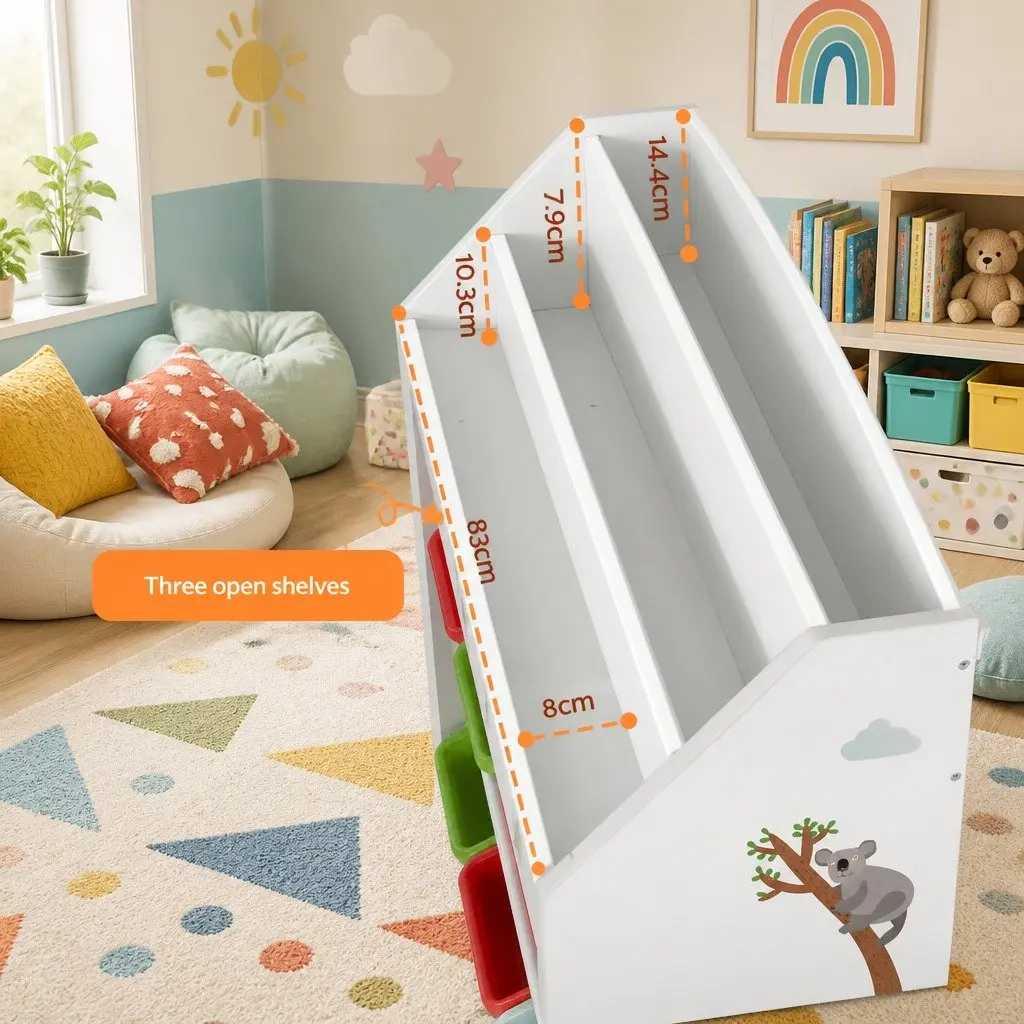 Kids Bookshelf MDF 3 Tier Storage Organiser Multicolour