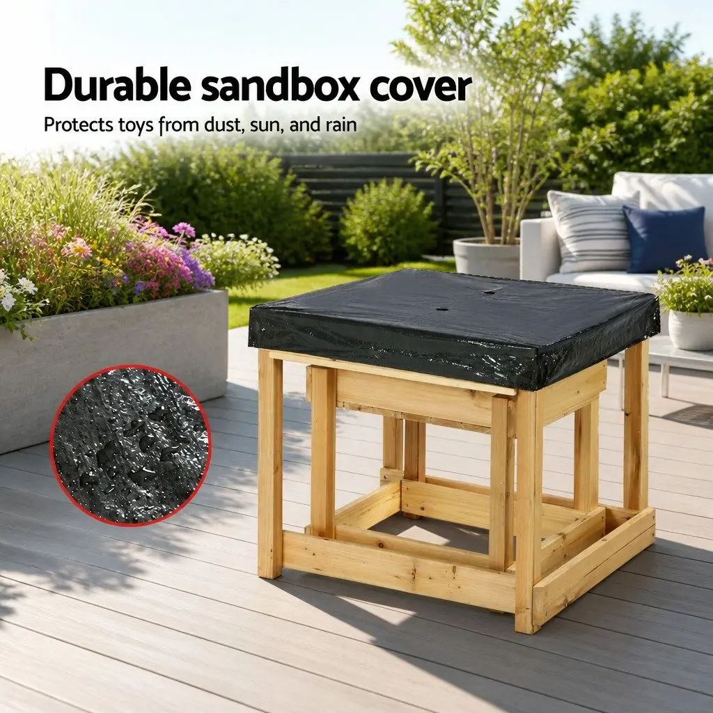 Kids Outdoor Play Equipment Wooden Sandbox Water Table 2-in-1 Natural Wood 101cm