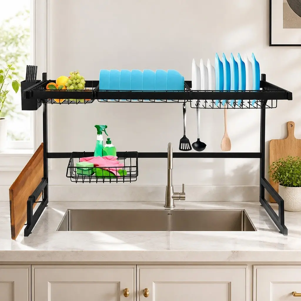 Stainless Steel 2-Tier Dish Drying Rack 85cm