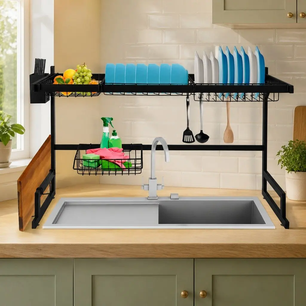 Stainless Steel 2-Tier Dish Drying Rack 85cm