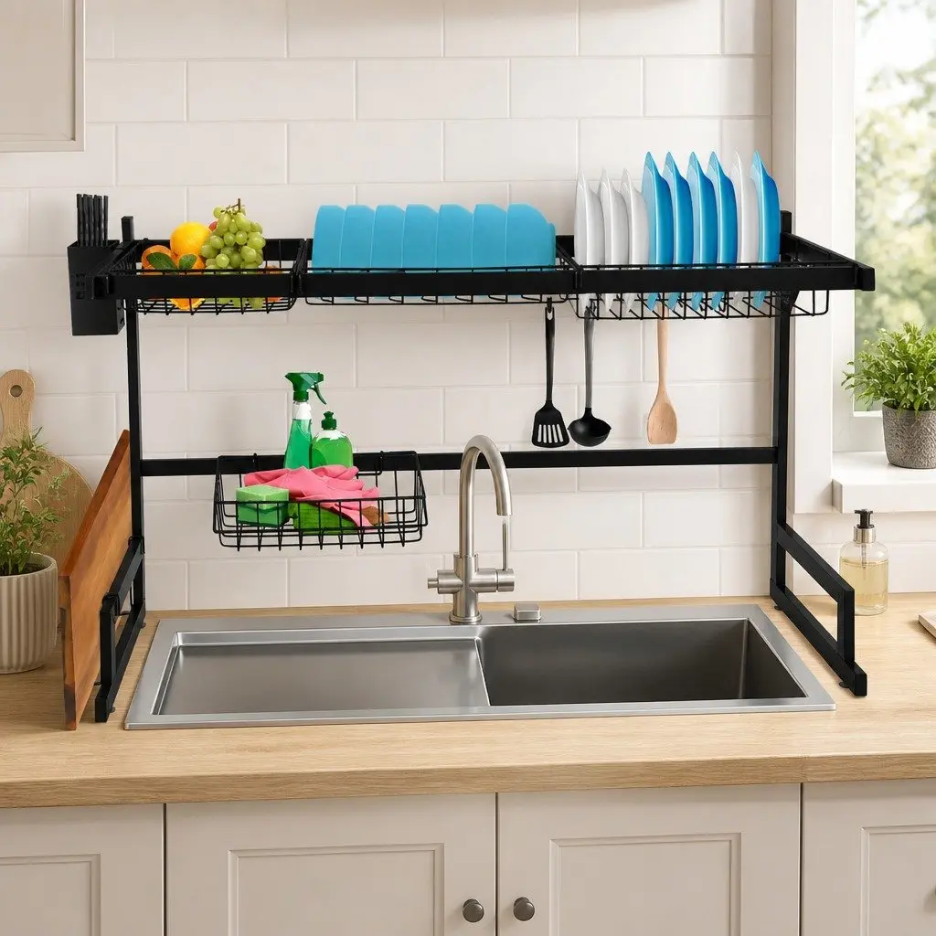 Stainless Steel 2-Tier Dish Drying Rack 85cm