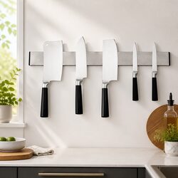 Large Wall-Mounted Magnetic Knife Holder for Kitchen Storage