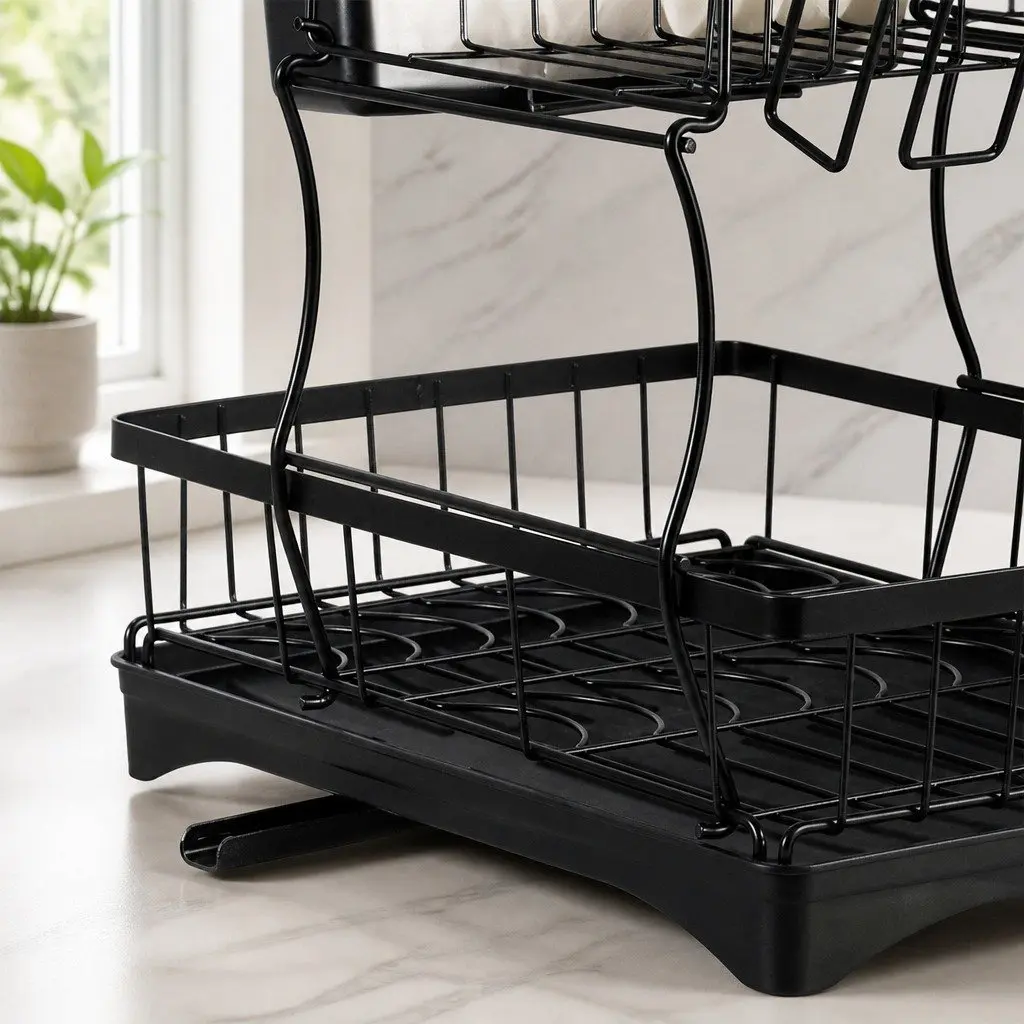 2 Tier Dish Drying Rack with Removable Sections