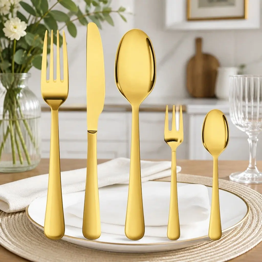 30-Piece Gold Stainless Steel Cutlery Set