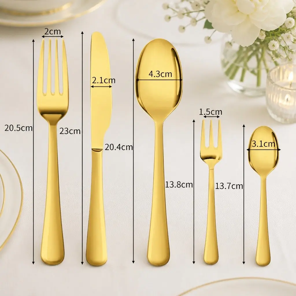 Stainless Steel Cutlery Set Food Grade 30 Pieces Gold Dining Flatware Forks Knives Spoons