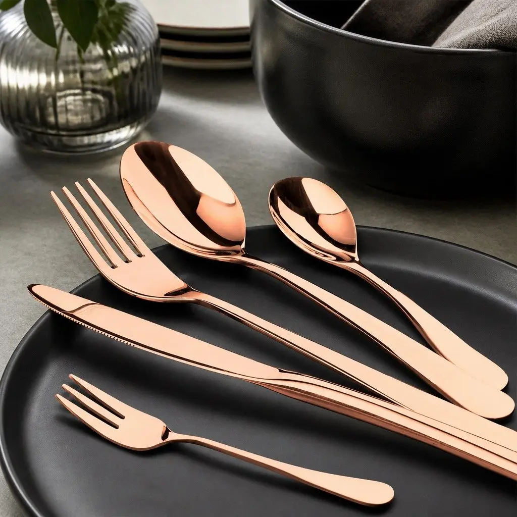 30-Piece Rose Gold Cutlery Set for 6