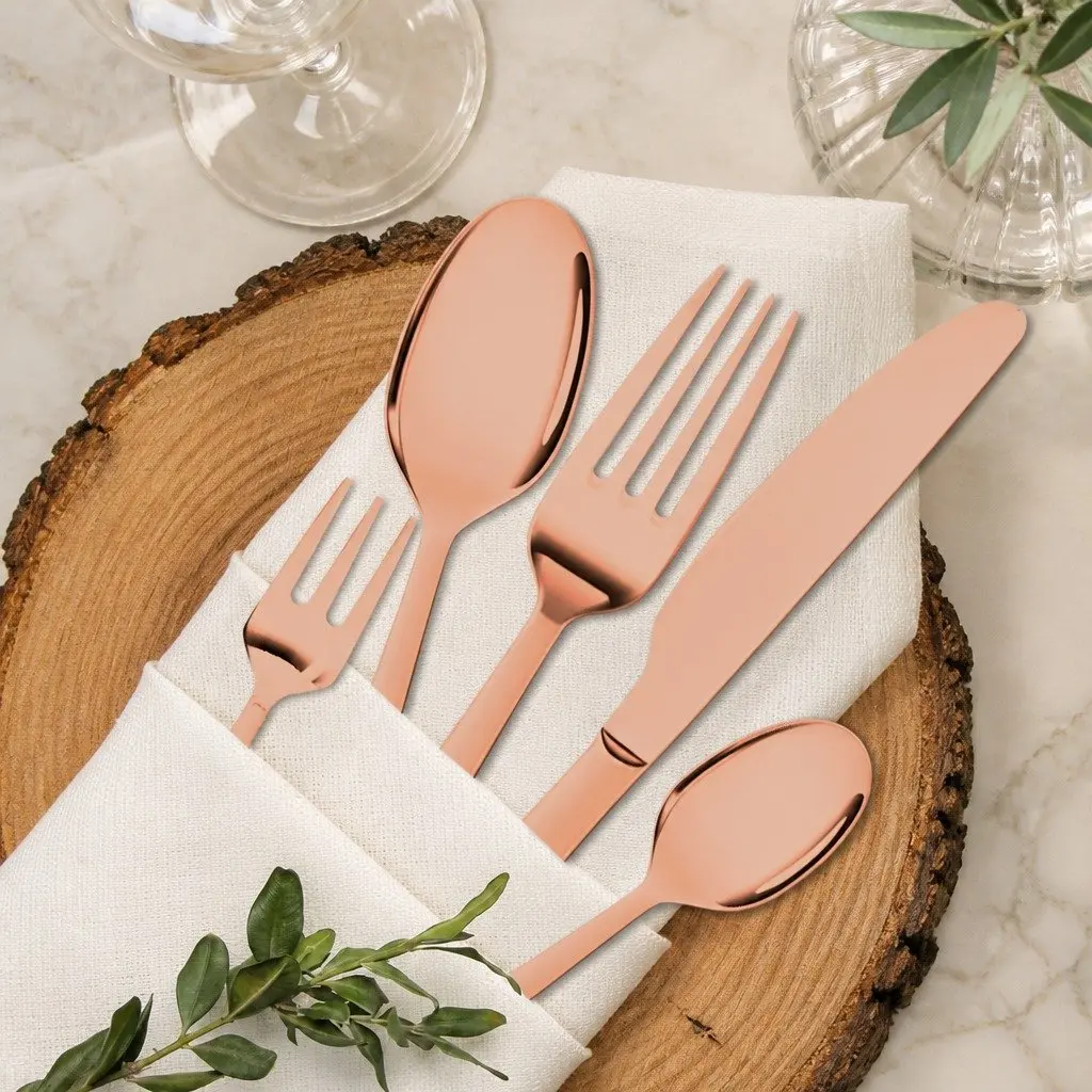 30-Piece Rose Gold Cutlery Set for 6