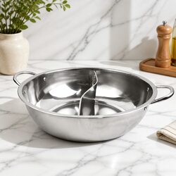 Stainless Steel Dual Mandarin Pot 34cm Hollow Handle Induction Gas Electric