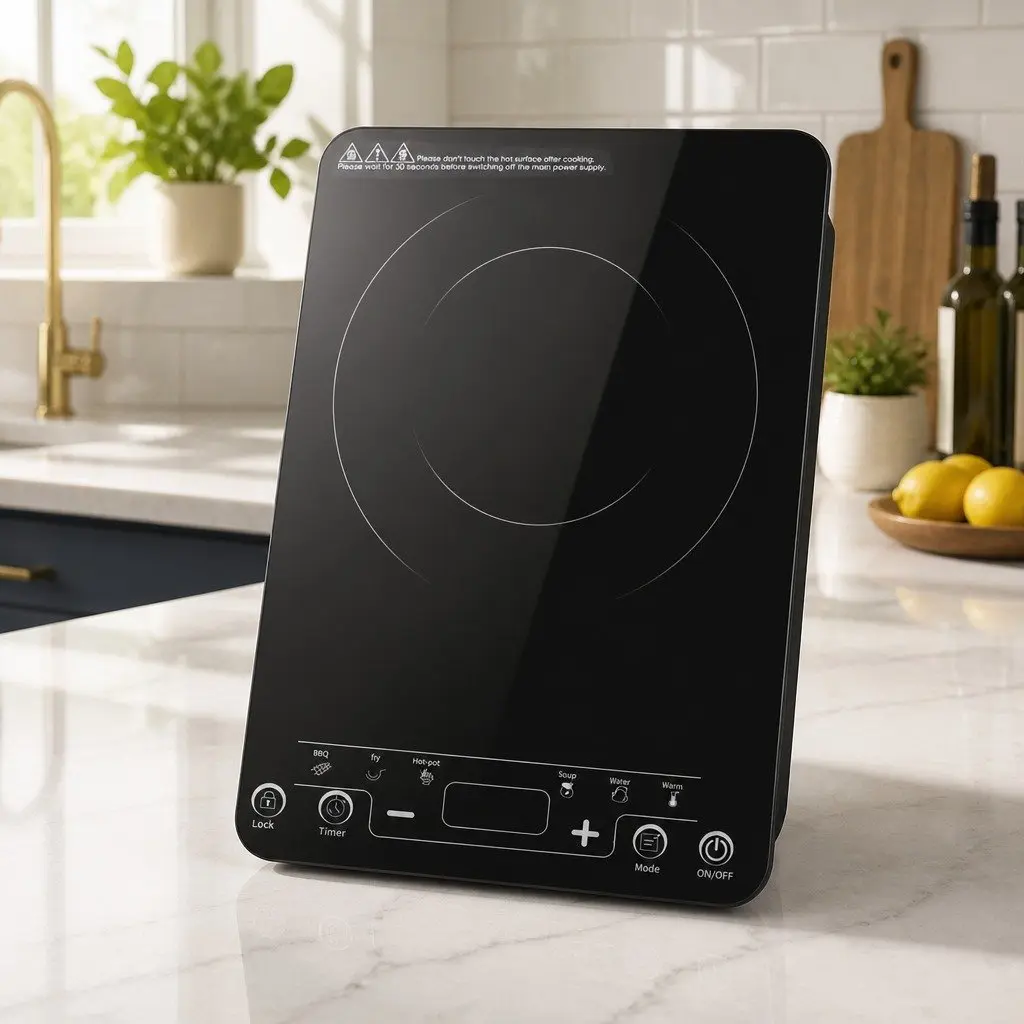 Single Burner Induction Cooktop Tempered Glass 35cm Black