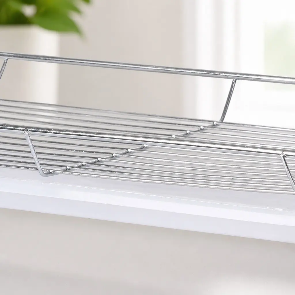 3-Tier Dish Rack Steel 40.8cm x 24.5cm x 43.5cm Silver
