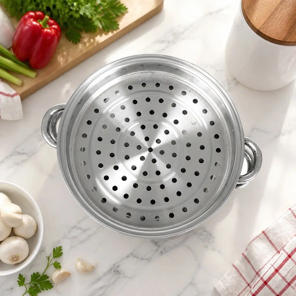 3 Layer Stainless Steel Steamer with Glass Lid