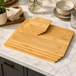 Natural Bamboo Coaster and Placemat Set - 8 Pcs
