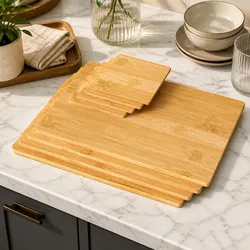 Natural Bamboo Coaster and Placemat Set - 8 Pcs