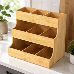 Sturdy Bamboo 3-Tier Tea Bag Organizer for 180 Bags