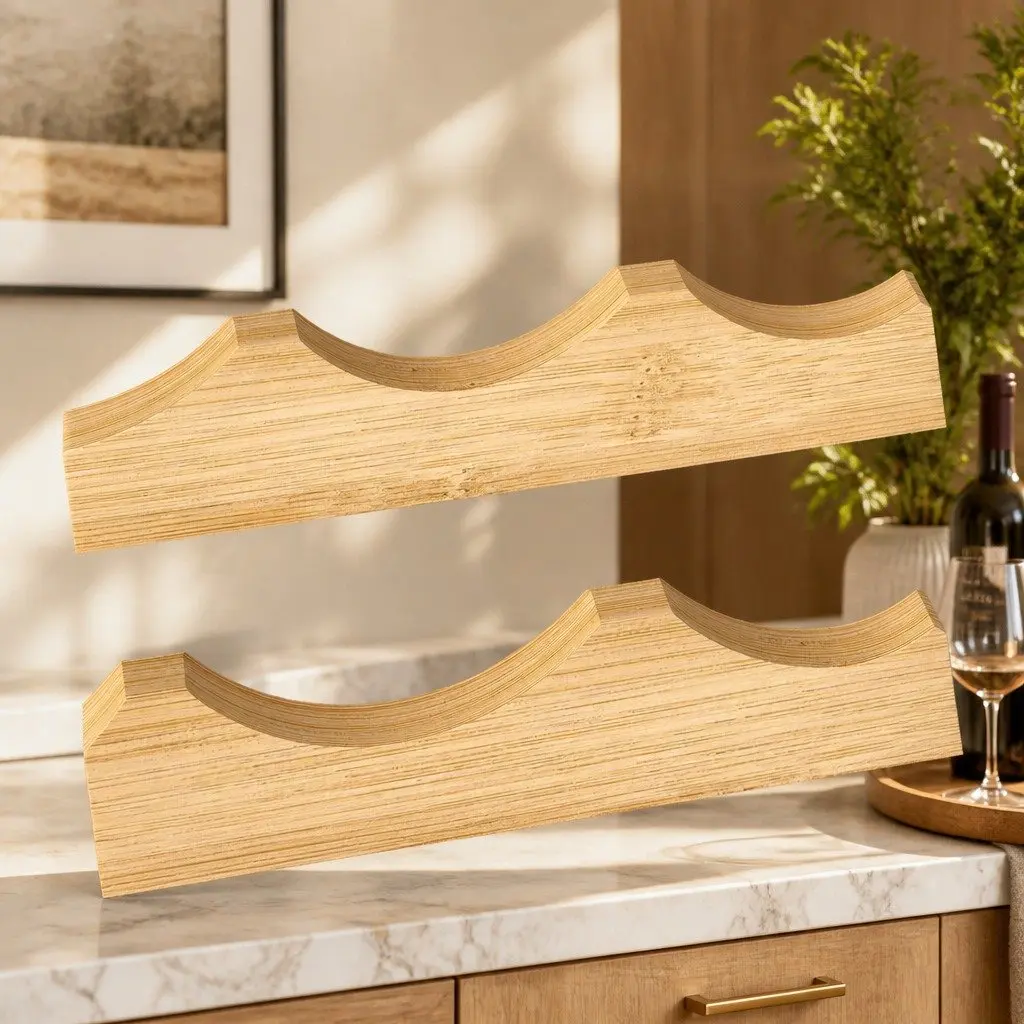 Bamboo Wine Rack 3-Tier Natural 12 Bottle Organizer Storage Holder Display