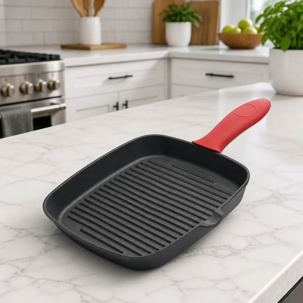 Cast Iron Square Grill Pan with Spouts