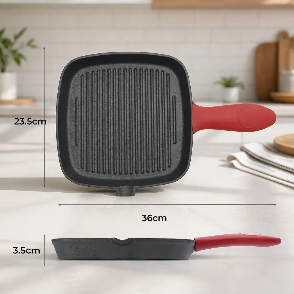 Cast Iron Square Grill Pan with Spouts
