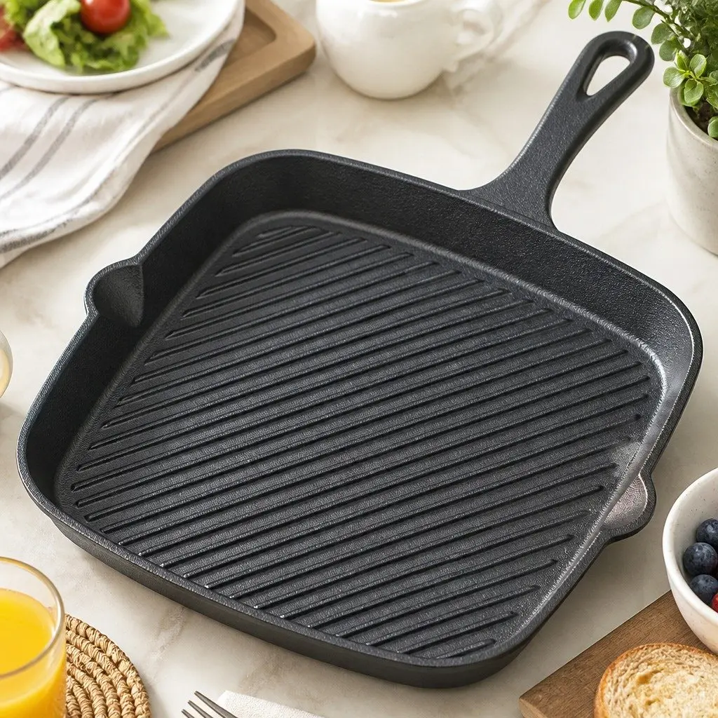 Cast Iron Square Grill Pan with Spouts