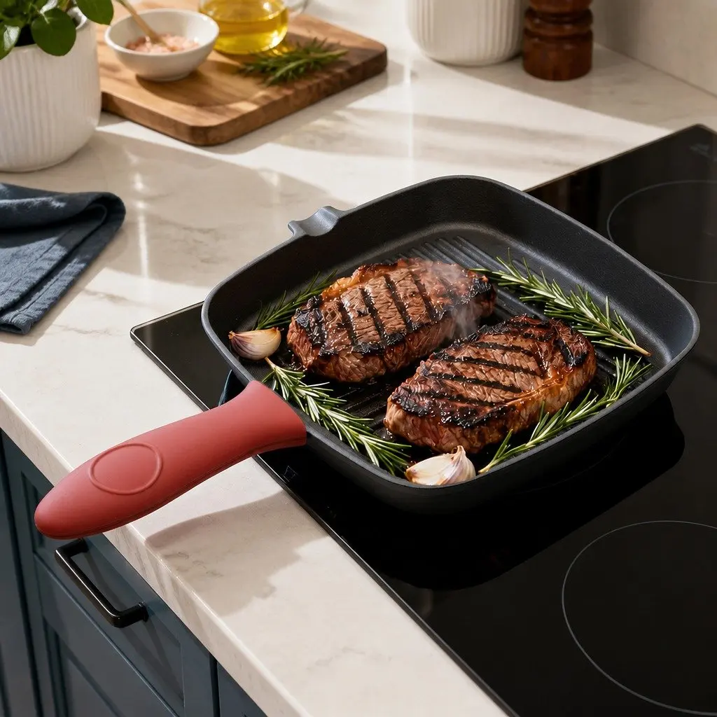 Cast Iron Square Grill Pan with Spouts