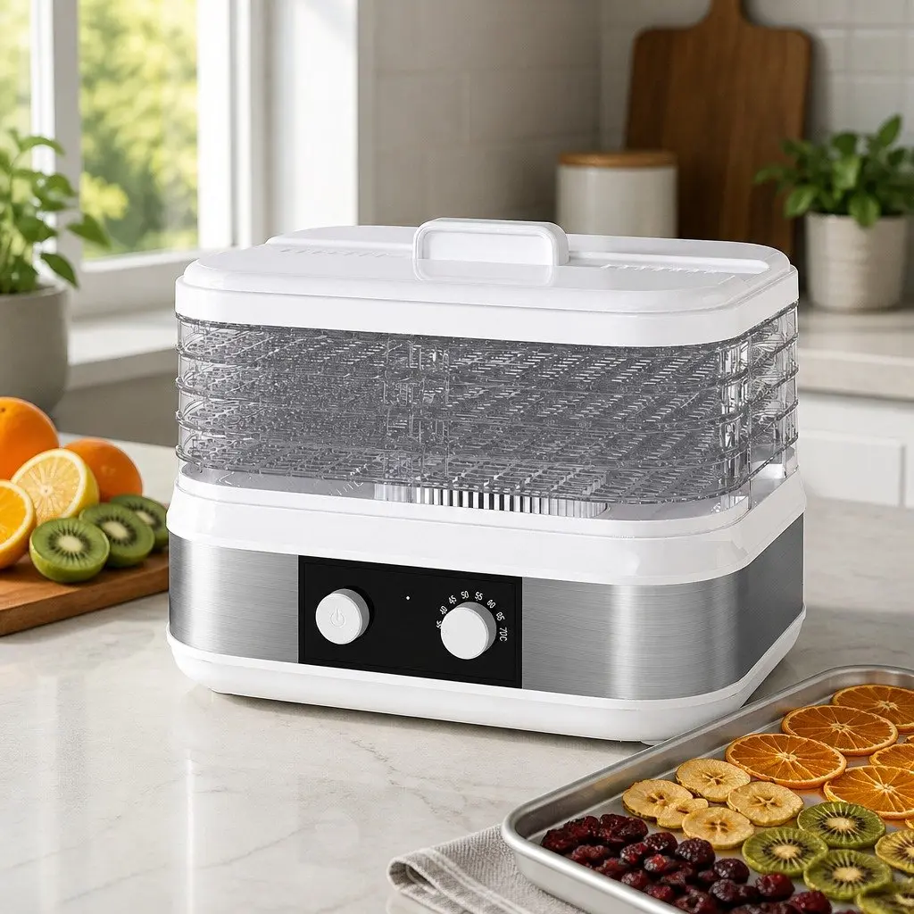 Food Dehydrator Stainless Steel 5 Adjustable Trays White