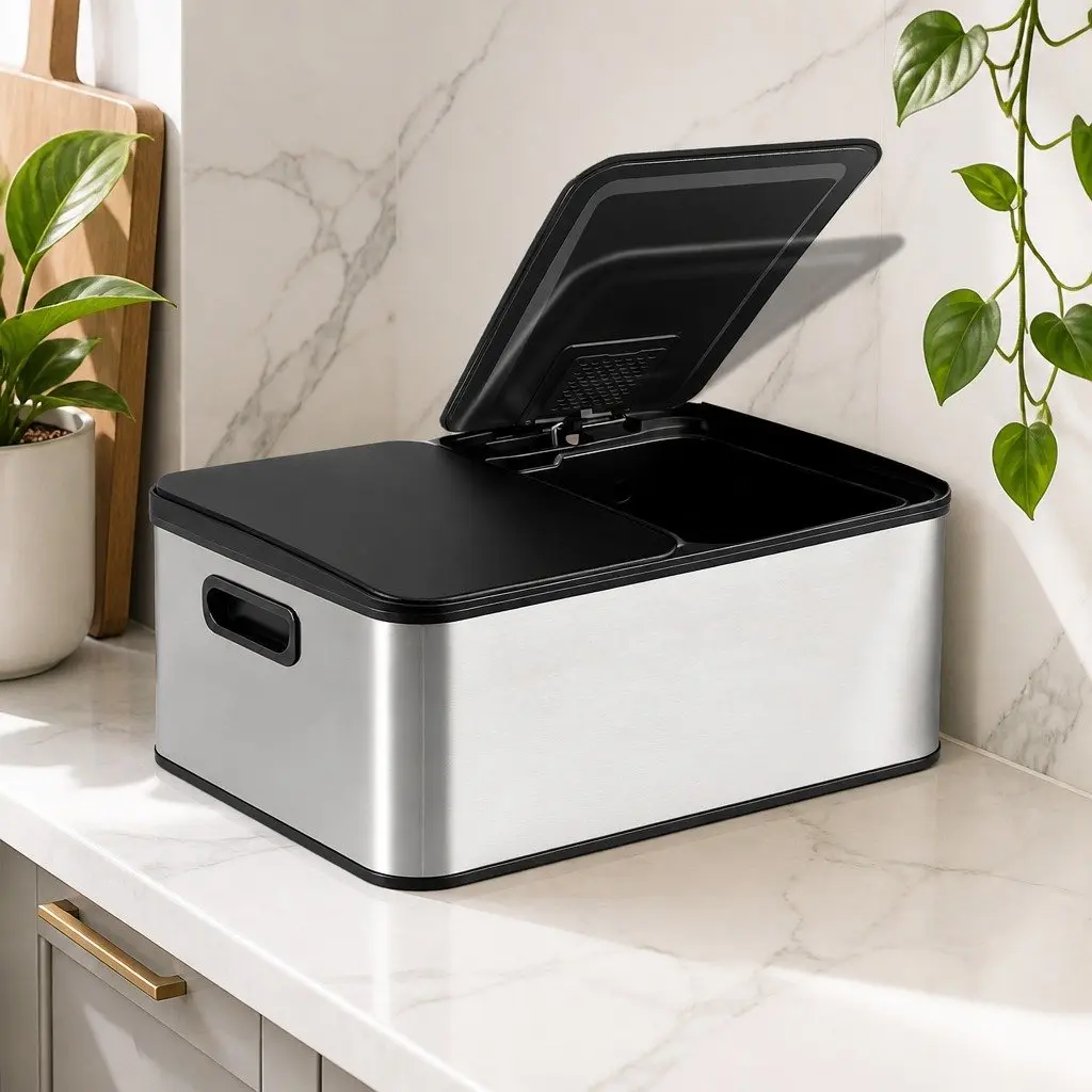 60L Dual Compartment Stainless Steel Pedal Bin
