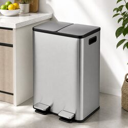Durable 60L Dual Compartment Pedal Bin for Recycling