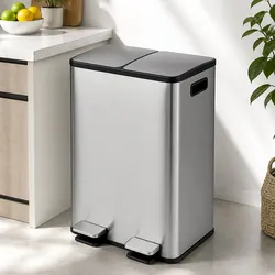 Durable 60L Dual Compartment Pedal Bin for Recycling