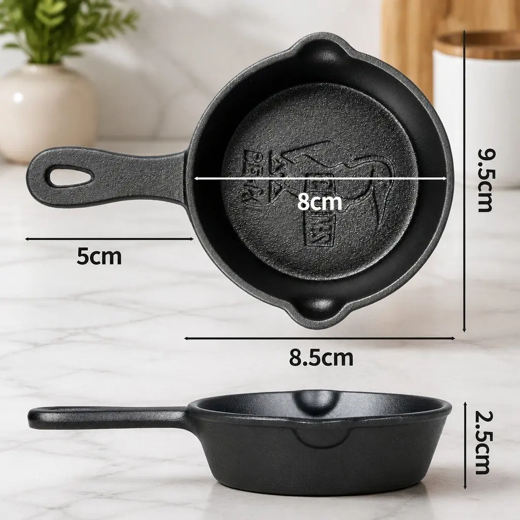 Mini Cast Iron Frying Pan Set Non-Stick Cookware Eggs Pancakes Pizza Skillet