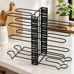 Pot Rack Organizer 8 Tier Adjustable Pan Holder Kitchen Storage Shelves