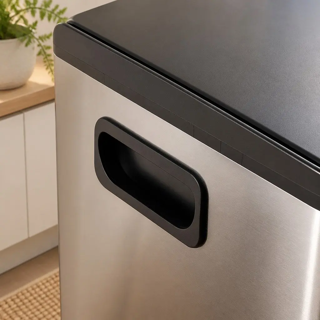 3 Compartment Pedal Rubbish Bin Kitchen Trash Can 54L Waste Sorting Recycling