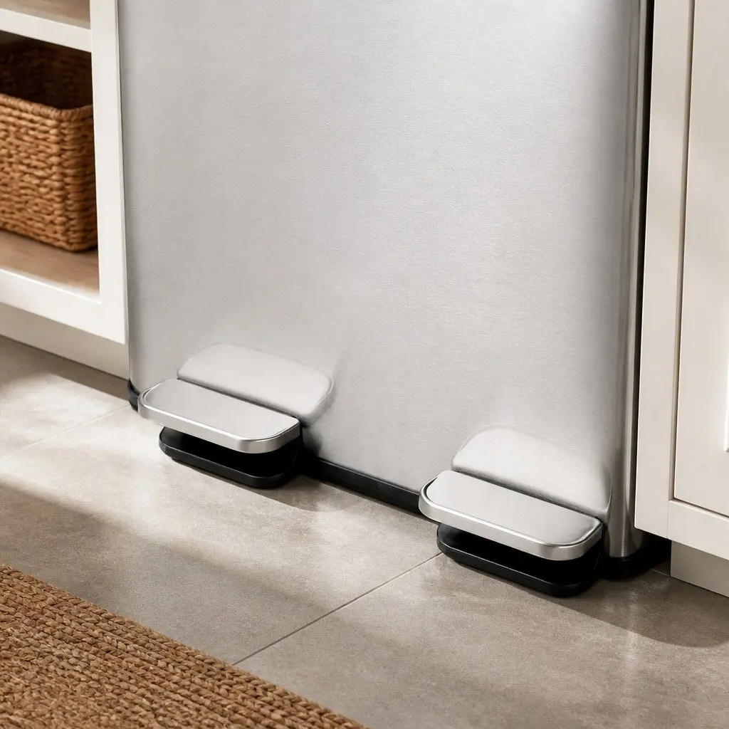3 Compartment Pedal Rubbish Bin Kitchen Trash Can 54L Waste Sorting Recycling