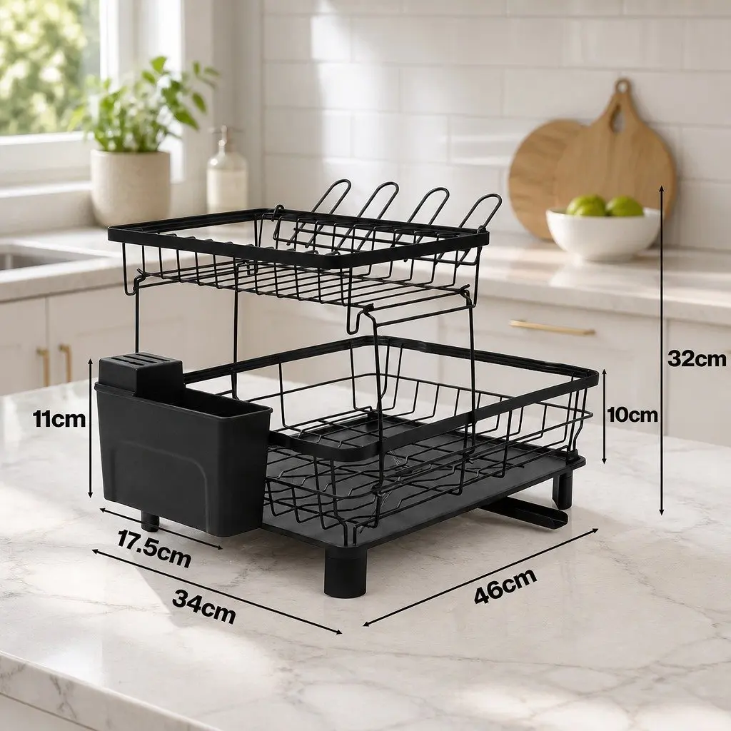 2 Tier Dish Drying Rack for Kitchen Organization