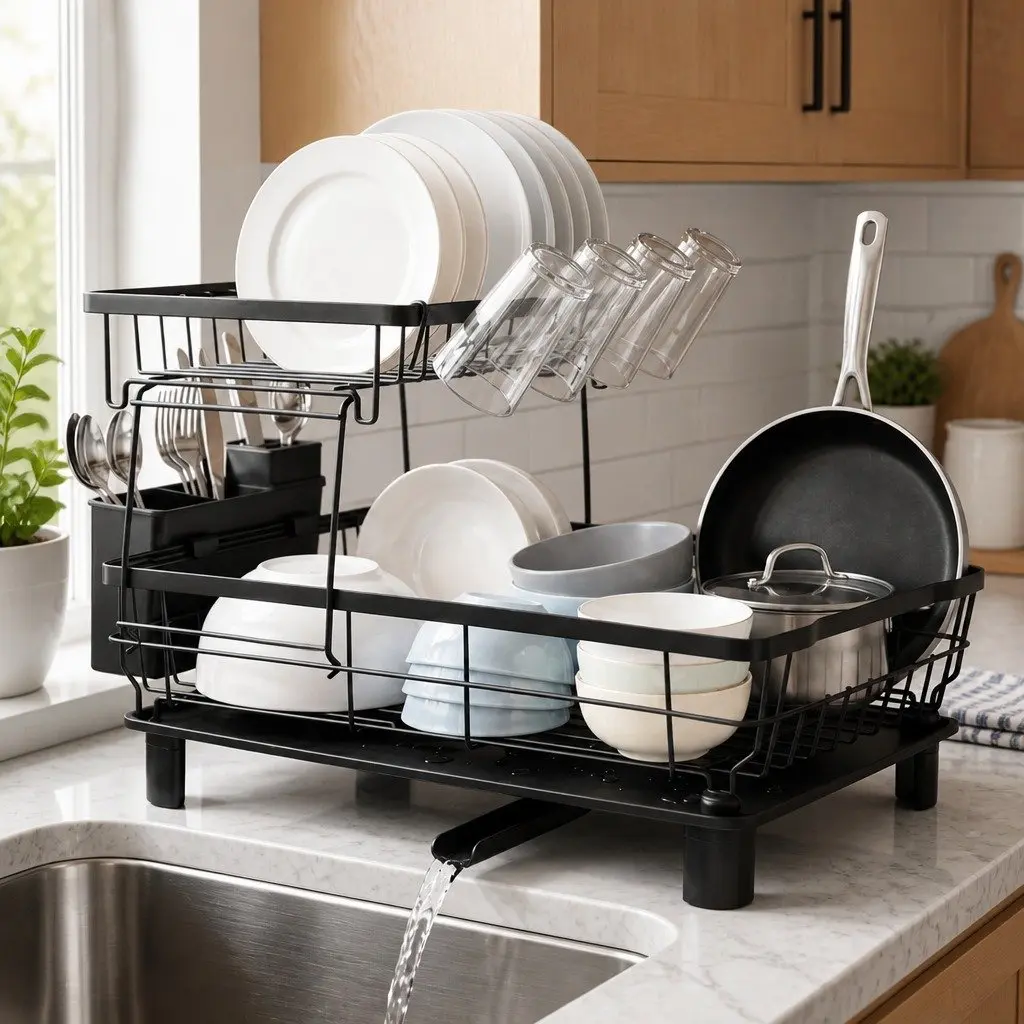 2 Tier Dish Drying Rack for Kitchen Organization
