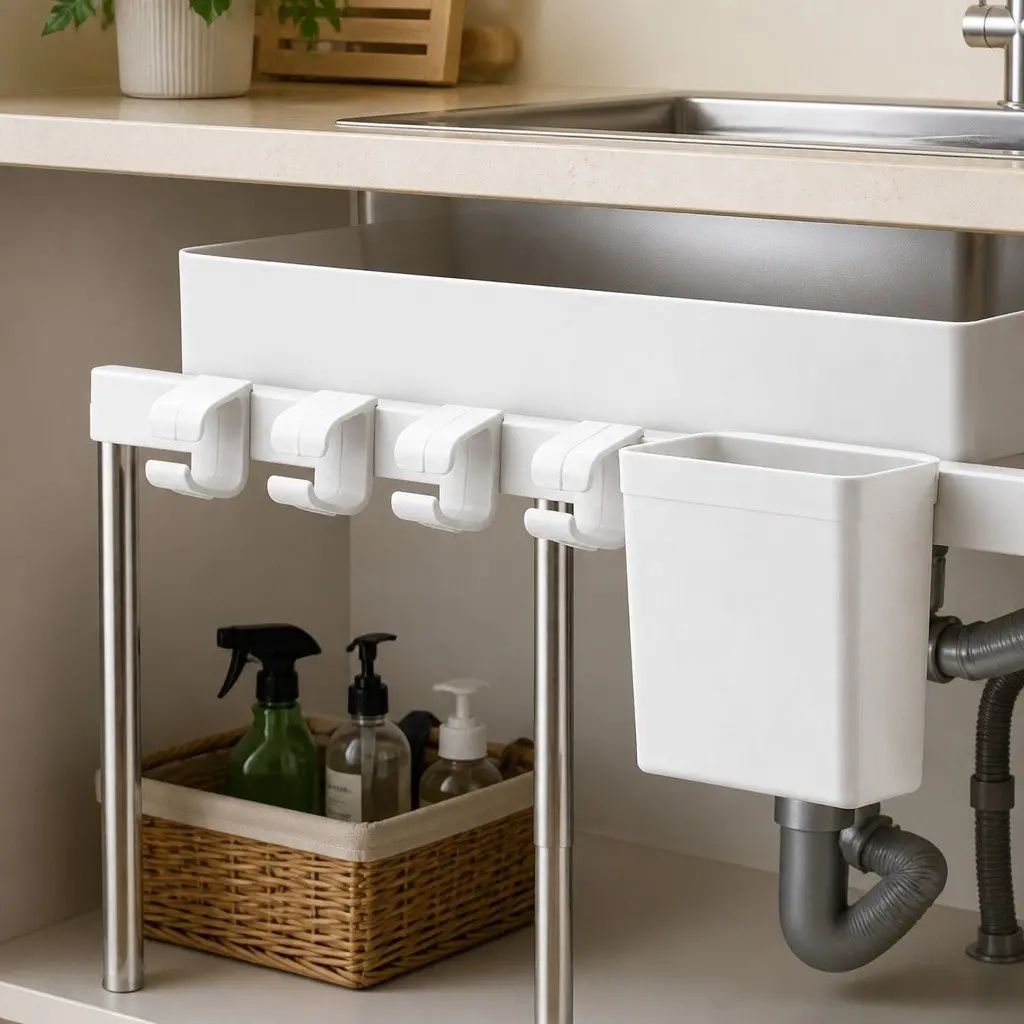 Under Sink Cabinet Organizer 2 Tier Adjustable Storage Rack Kitchen Bathroom