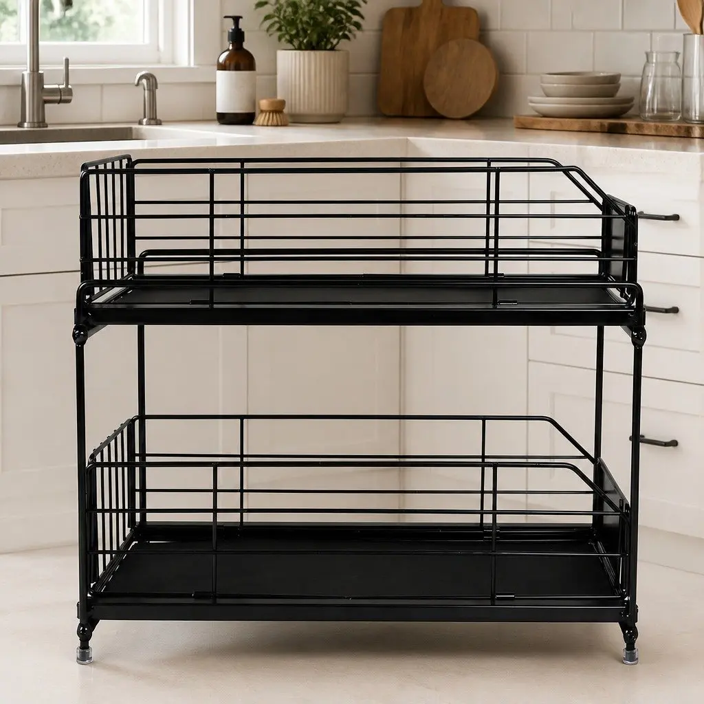 2 Tier Pull Out Cabinet Organizer for Easy Access