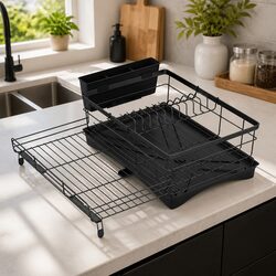 Expandable Dish Drying Rack Drain Bowl Holder Kitchen Countertop Space Saving