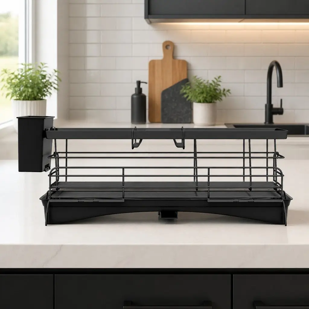 Expandable Dish Drying Rack with Drain Bowl