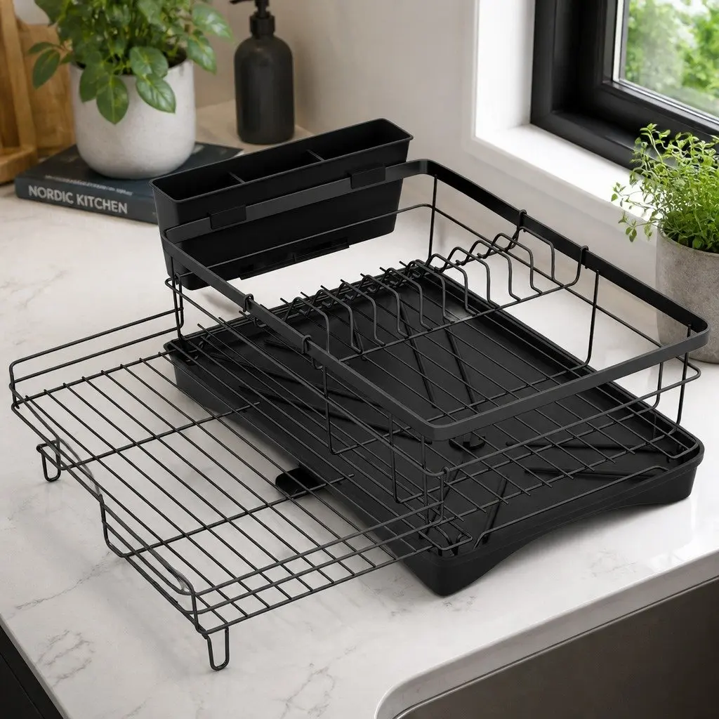 Expandable Dish Drying Rack with Drain Bowl