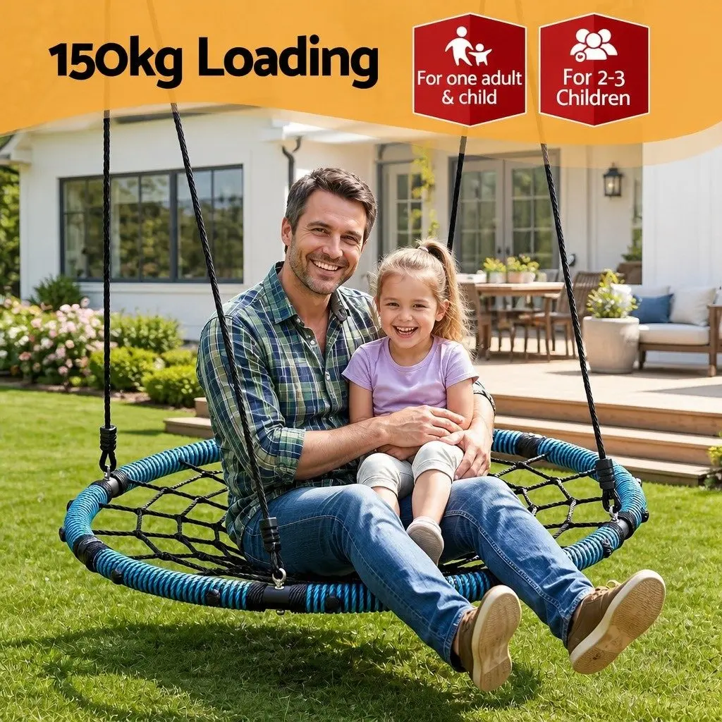 Hammock Tree Swing Nest Steel Frame 98.5cm Blue Outdoor Backyard Playground Oval Platform