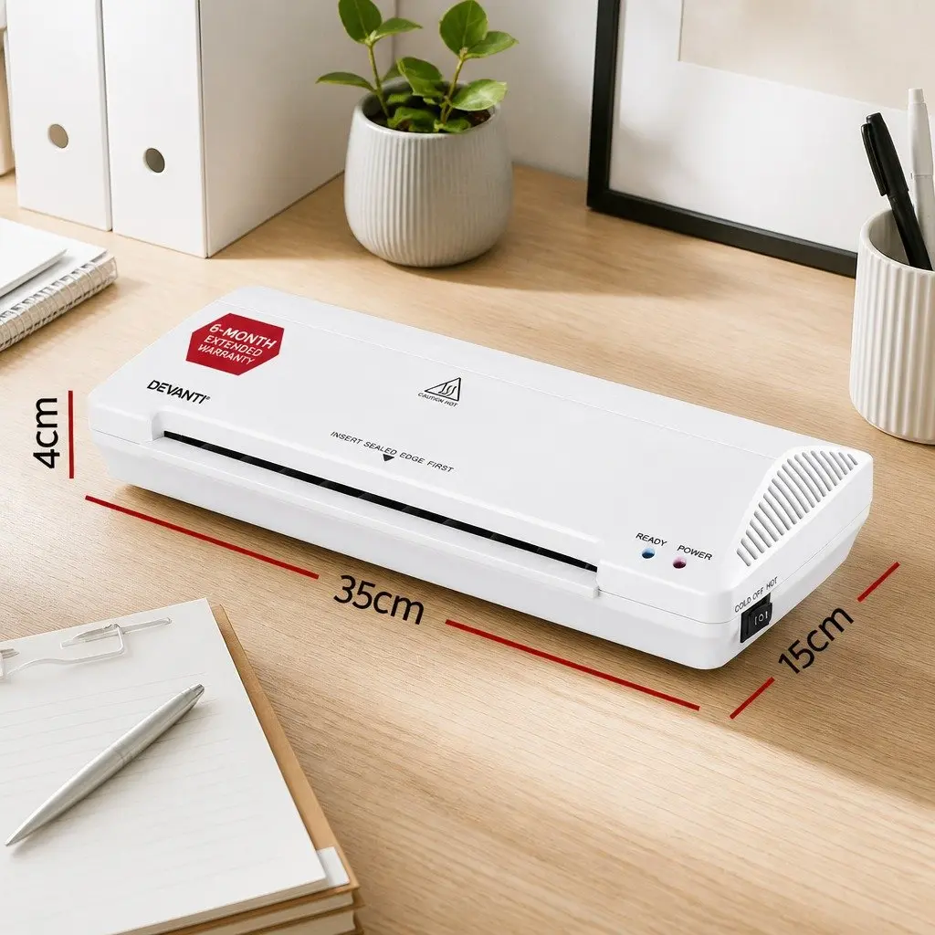 A4 Laminator Machine Hot Cold Thermal Fast Lamination Anti-Jam White Office