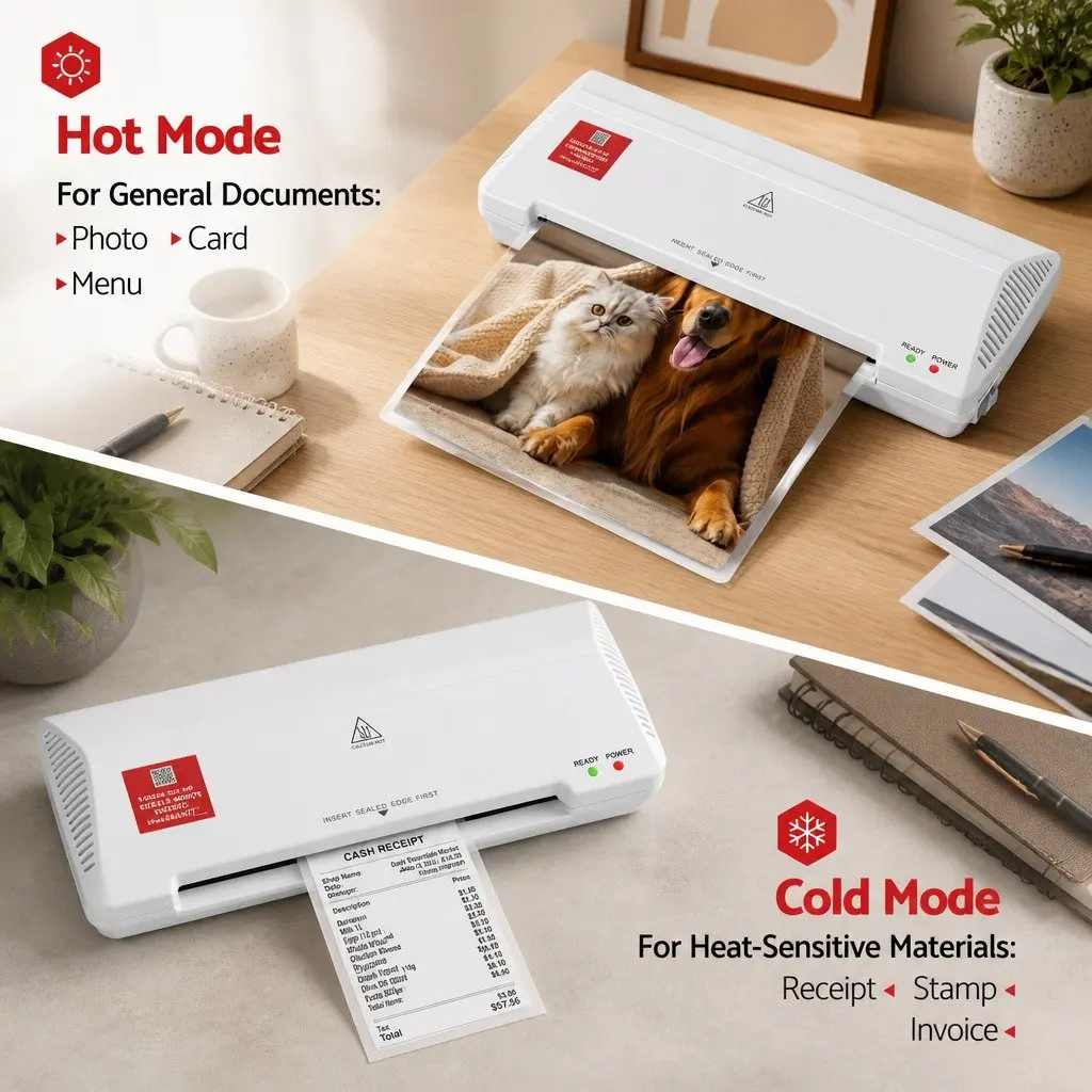 A4 Laminator Machine Hot Cold Thermal Fast Lamination Anti-Jam White Office