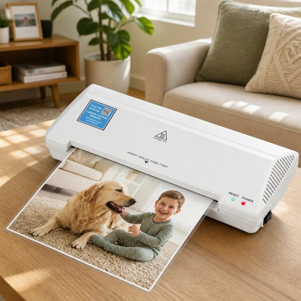 A4 Laminator Machine Hot Cold Thermal Fast Lamination Anti-Jam White Office