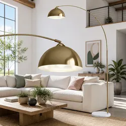 Gold Arched Floor Lamp with Marble Base for Stability