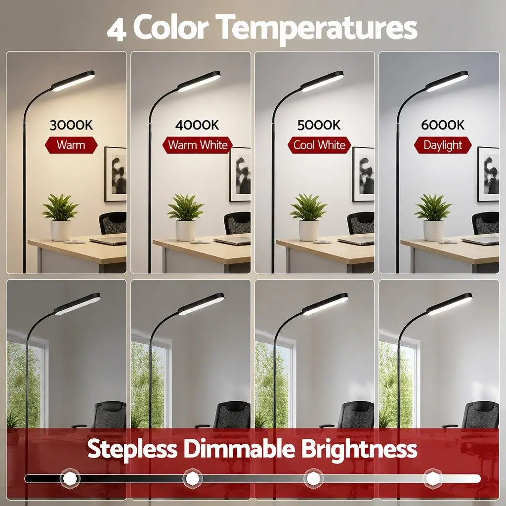LED Floor Lamp ABS Iron 174cm Black