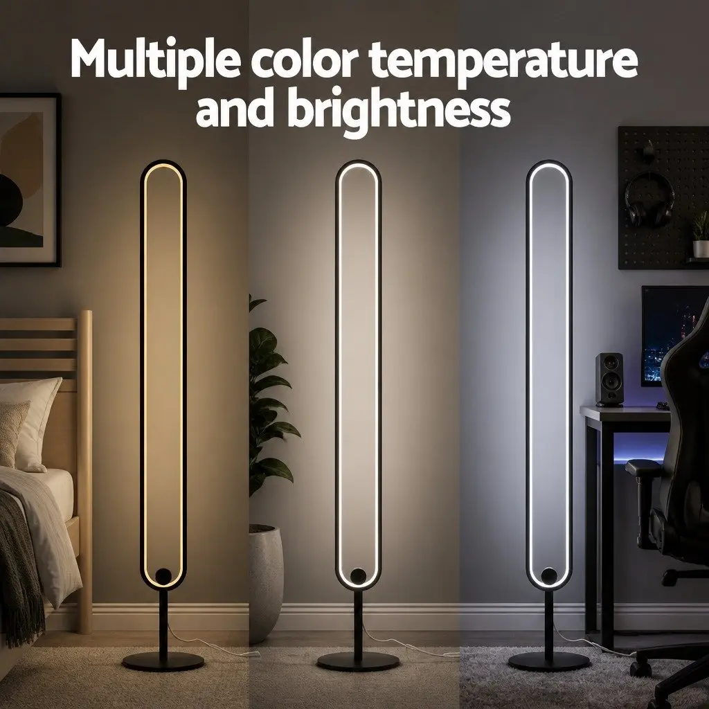 RGB LED Floor Lamp Iron 1.18M Black