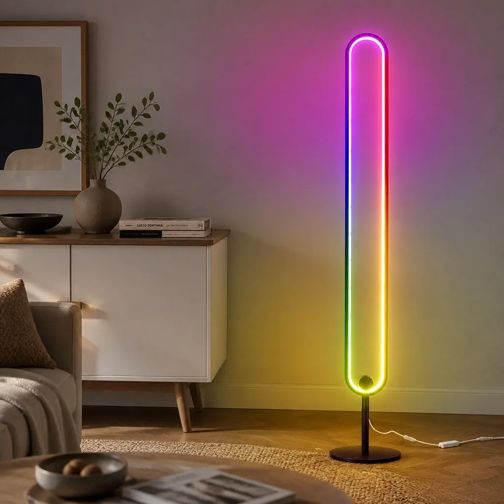 RGB LED Floor Lamp Iron 1.18M Black