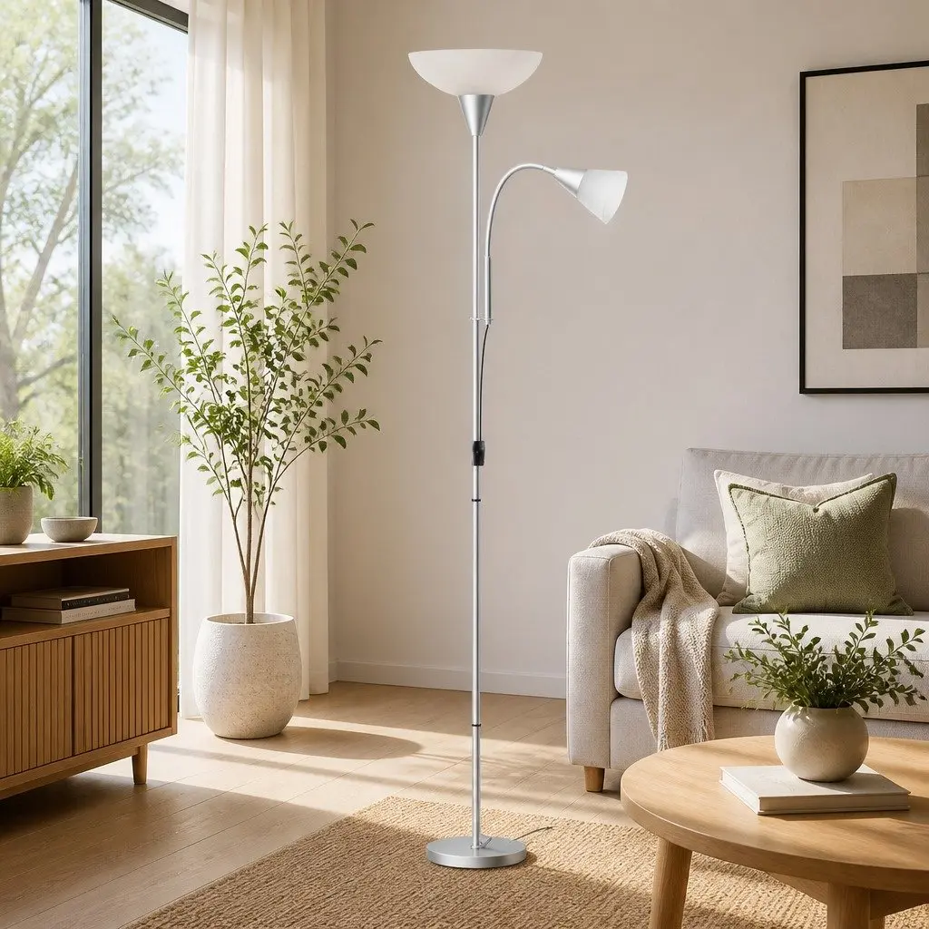 Silver Mother Child Floor Lamp for Living Spaces